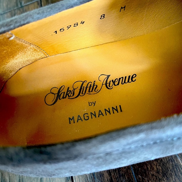 Magnanni & Saks Fifth Avenue Gray Suede Loafers - Picture 7 of 8
